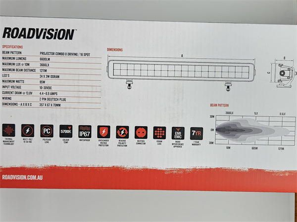 Roadvision S70 Series 13 Inch LED Driving Light Bar 6600 Lumens Combo Double Row