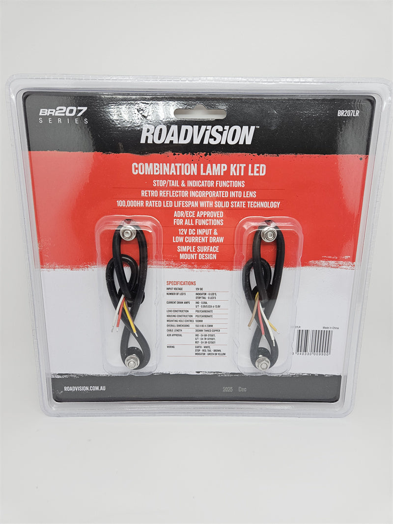 Roadvision LED Rear Combination Lamp Kit 12V Stop/Tail/Ind/Ref Surface Mount 150x80mm Twin Pack