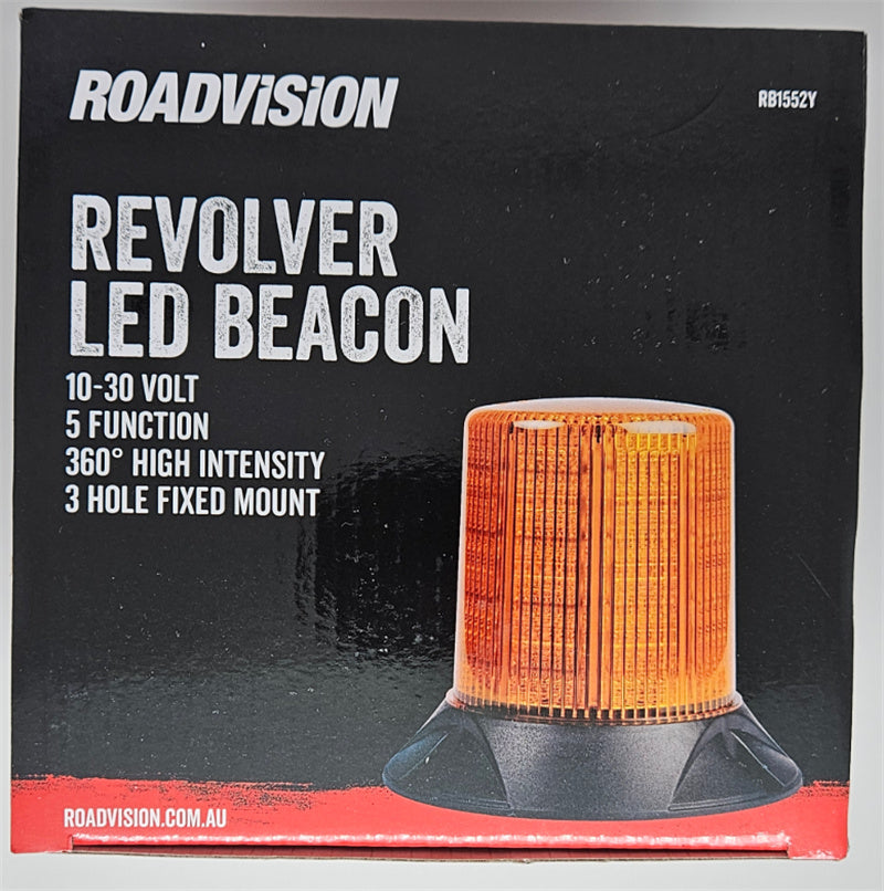 Roadvision LED Beacon Revolver 10-30V Amber Fixed Mount 28W 5 Functions SAE Clas