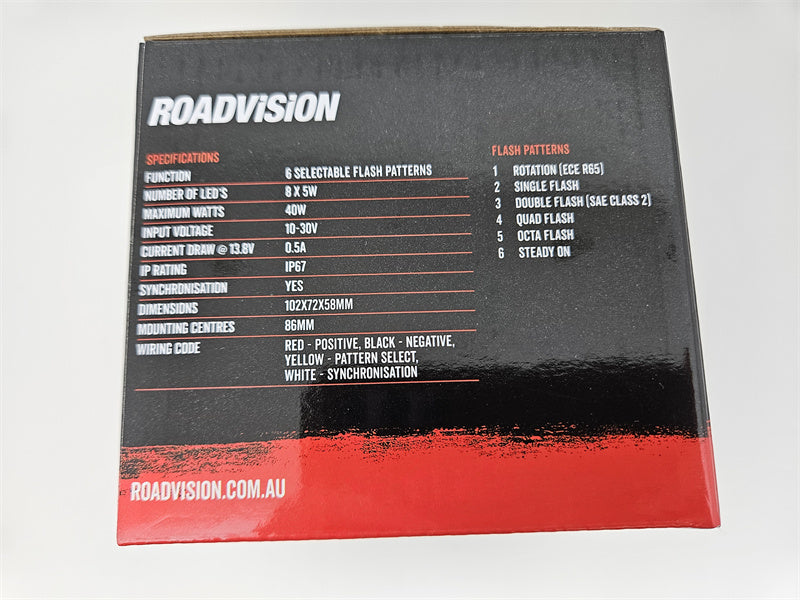 Roadvision LED Beacon Micro Revolver 10-30V Amber Fixed Mount 6 Function SAE