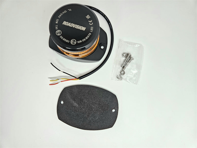 Roadvision LED Beacon Micro Revolver 10-30V Amber Fixed Mount 6 Function SAE