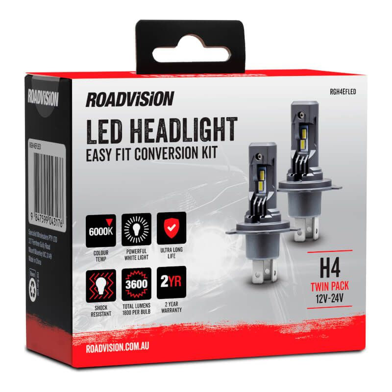 Roadvision LED H4 12V-24V 6000K Easy Fit Headlight Globe Kit