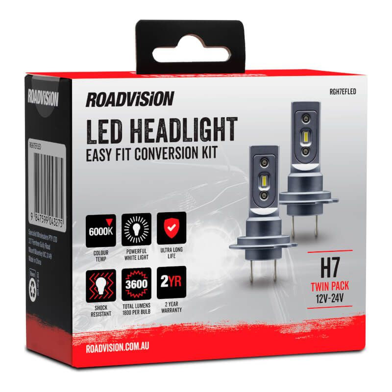 Roadvision LED H7 12V-24V 6000K Easy Fit Headlight Globe Kit