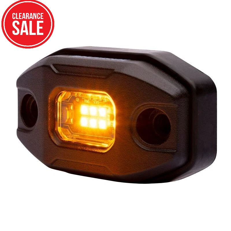 Roadvision LED Work/Rock Light Amber 10-30V 6x1.5W Flood Beam +2 Mounts IP67