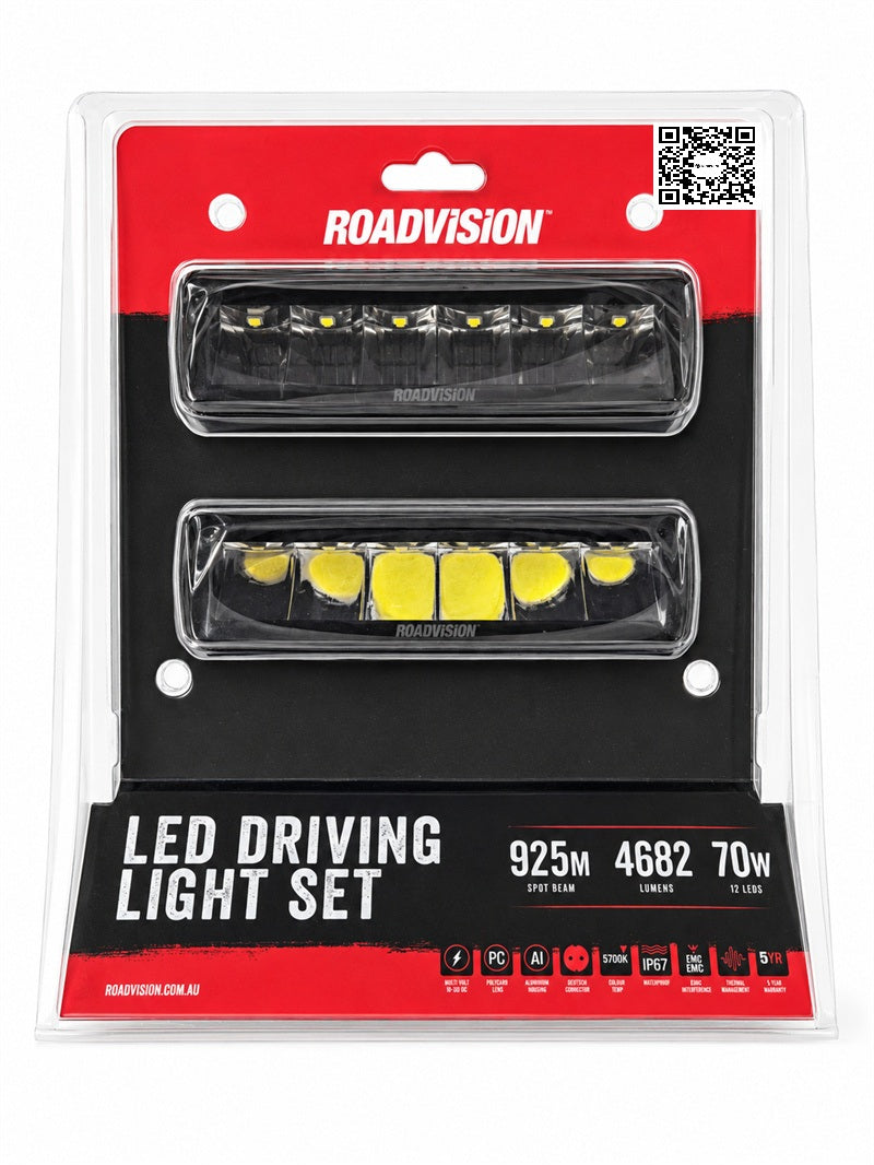 Roadvision Pair LED Driving Light Set Stealth 10-30V 6x5W 35W 1975lm IP67 Spot