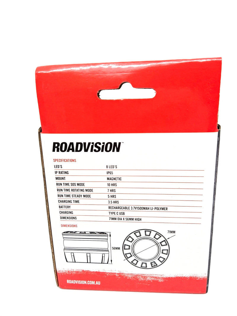 Roadvision Rechargeable LED Micro SOS Emergency Warning Beacon - Magnetic mount Rotating IP65