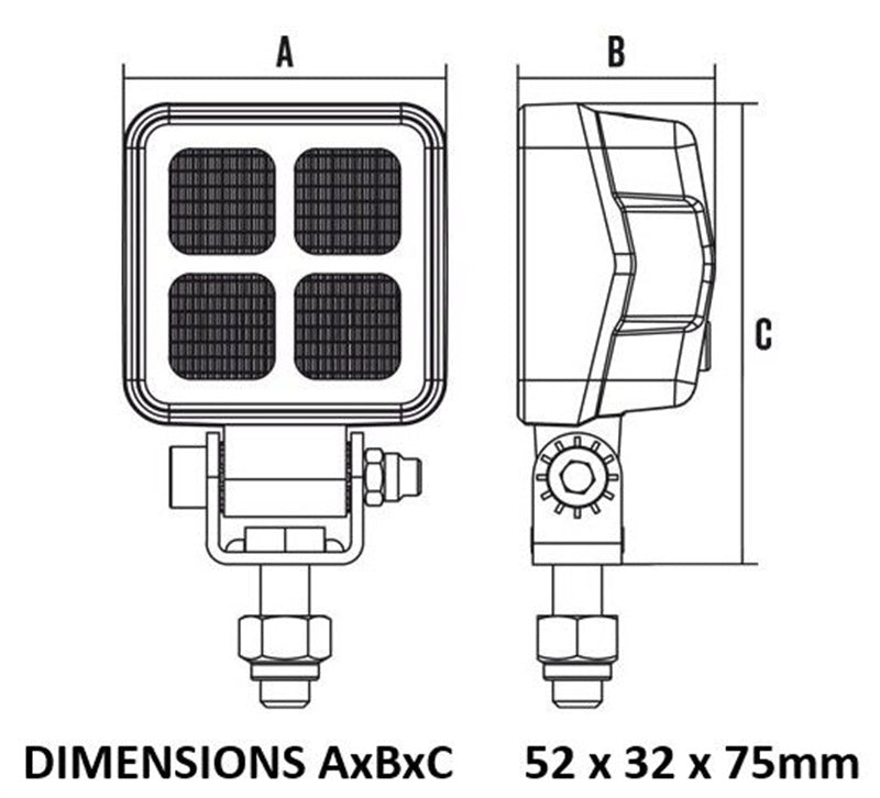 Roadvision 12W LED Work Light Flood Beam 10-30V 900lm IP68 ADR Reverse