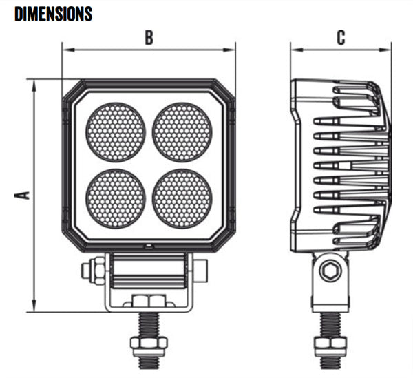 Roadvision 25W LED Work Light Flood Beam Compact 10-30V 2200lm TMT IP67