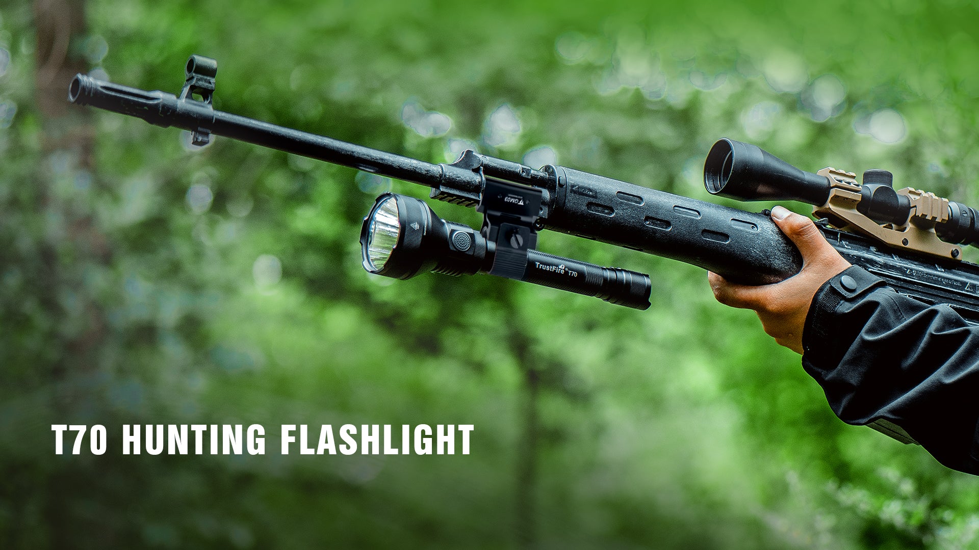 T70 Kit LED Tactical Hunting Flashlight, LED Hunting Torch 1km beam distance