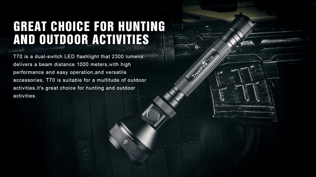 T70 Kit LED Tactical Hunting Flashlight, LED Hunting Torch 1km beam distance