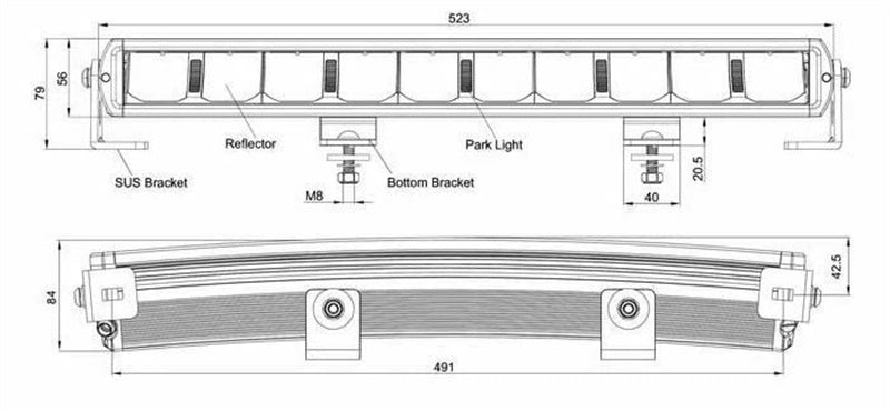 Titan 20 Inch LED Curved Light bar, 9500 Lumens Combo Beam Driving Light  & Park