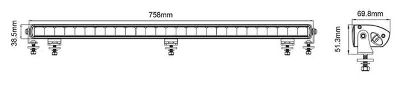 Titan 30" Slim Light bar, 12,200Lm Combo beam LV9113 Single Row LED Light Bar