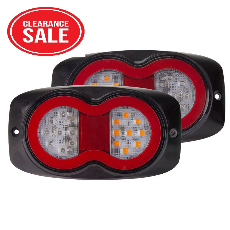 Roadvision Pair LED Rear Combination Lamp Kit 10-30V Stop/Tail/Ind/Ref/Lic Surface Mnt 202x111mm