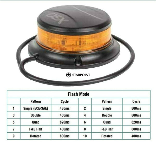 LED Amber Beacon Class 1 Multivolt Low Profile Permanent Mount Bonus Switch