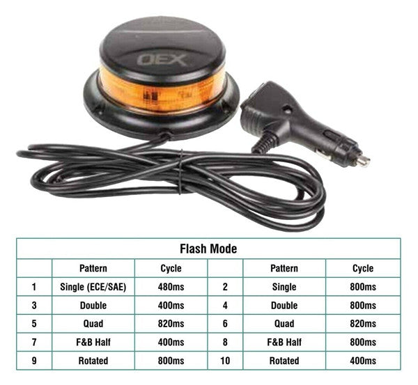 OEX LED Amber Beacon Class 1 Multivolt Low Profile Magnetic Base 12v 24v