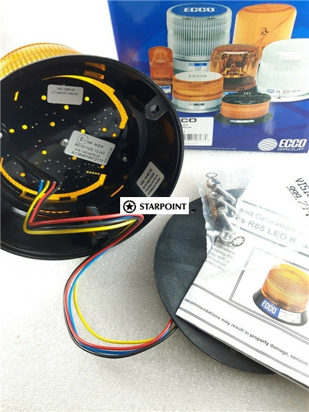 LED Beacon Amber Permanent Mount ECCO 12v 24v 153mm x 143mm Traffic Control