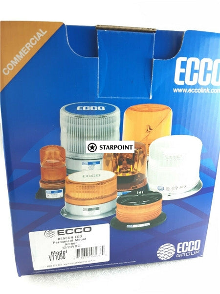 LED Beacon Amber Permanent Mount ECCO 12v 24v 153mm x 143mm Traffic Control