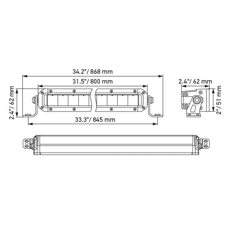 Hella 32 inch Slim Light Bar Pencil Beam 10-30V 5700K IP69K Black Magic Tough