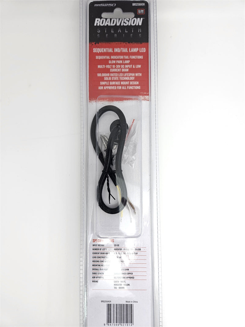 LED Rear Indicator/Tail/Combo/Stop/Reverse Lamp Glowtech 12V Blacked Out Lens Surface Mnt 252x45mm