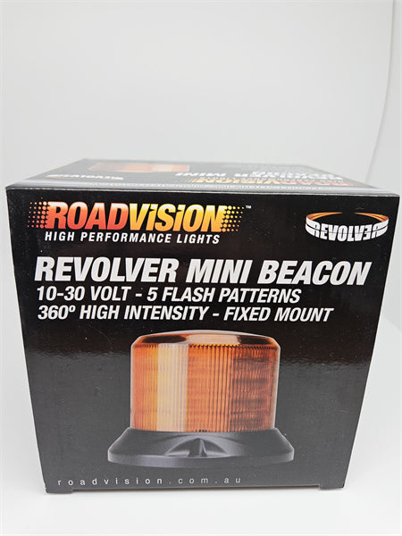 Roadvision LED Beacon Revolver Mini 10-30V Amber Fixed Mount 15W 5 Function SAE Class 1