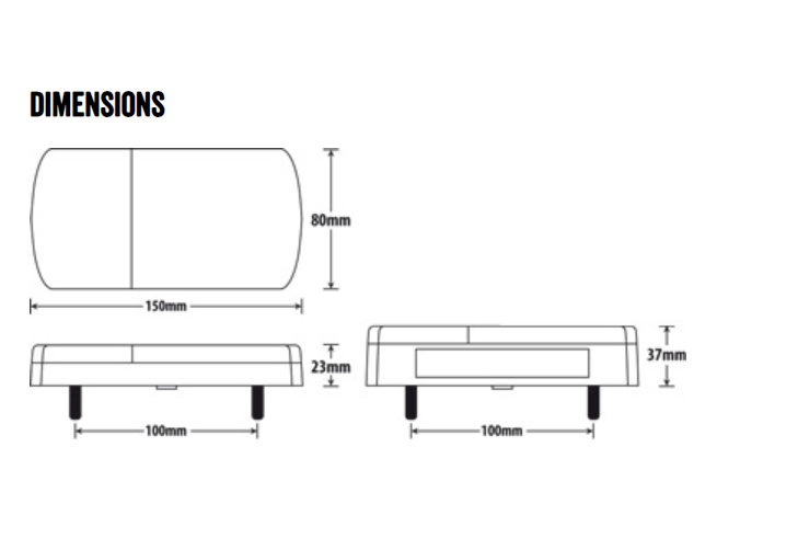 Roadvision LED Rear Combination Lamp Kit 12V Stop/Tail/Ind/Ref Surface Mount 150x80mm Twin Pack