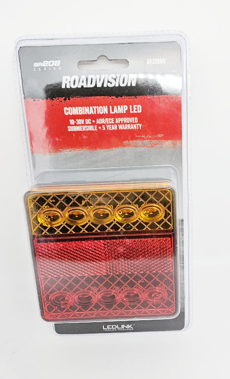 Roadvision LED Rear Combination Lamp 10-30V Stop/Tail/Ind/Ref Surface Mnt 100x100mm