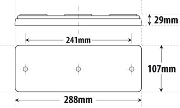 Roadvision LED Rear Combination Lamp 10-30V Stop/Tail/Ind/Rev IP67 Surface Mount 288x107mm