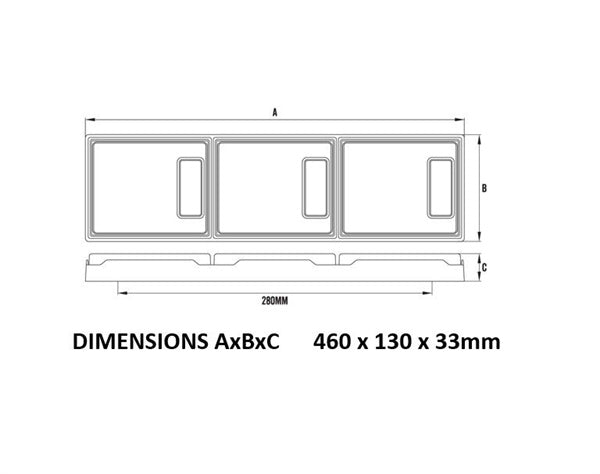 Roadvision LED Rear Combination Lamp 10-30V Stop/Tail x 2/Indicator Triple Surface Mount 460x130mm