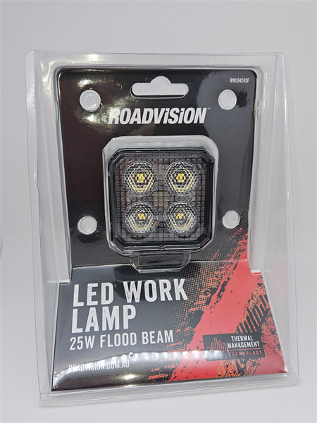 Roadvision 25W LED Work Light Flood Beam Compact 10-30V 2200lm TMT IP67