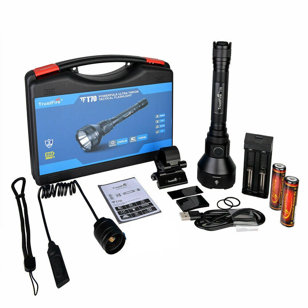 T70 Kit LED Tactical Hunting Flashlight, LED Hunting Torch 1km beam distance