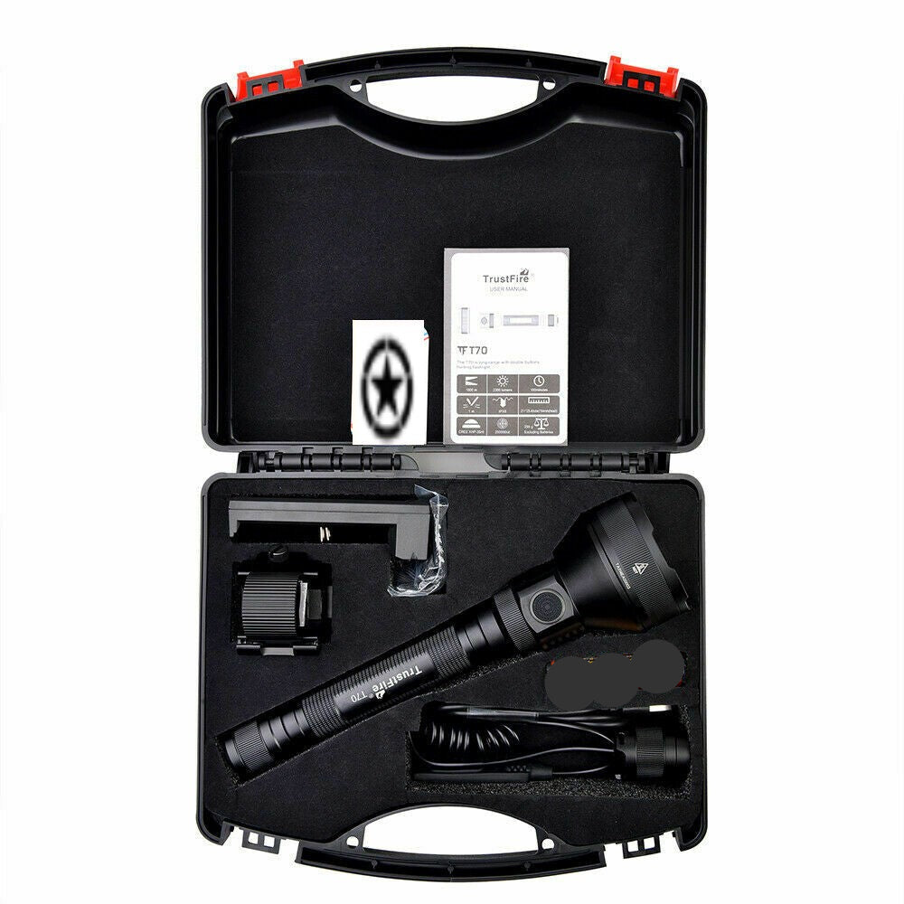 T70 Kit LED Tactical Hunting Flashlight, LED Hunting Torch 1km beam distance