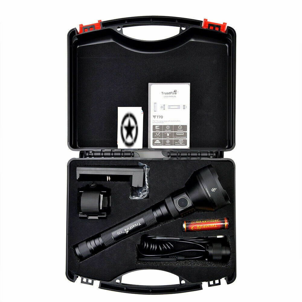 T70 Kit LED Tactical Hunting Flashlight, LED Hunting Torch 1km beam distance