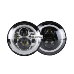 Pair 7in Halo Headlights, LED Headlight Halo Angel Eyes Hi/Low Beam Lights For Jeep Wrangler